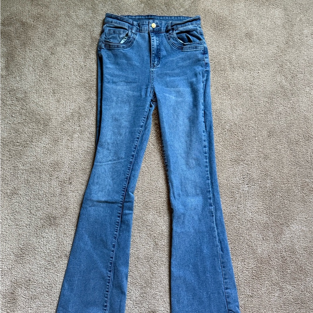 SHEIN Denim Flare Jeans in Blue